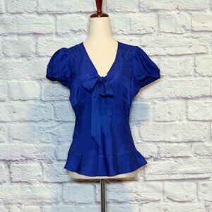 Anthropologie Fei Blue Silk Top